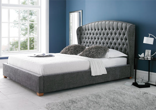 Mia Winged Upholstered Bed Frame Bed time4sleepadmin