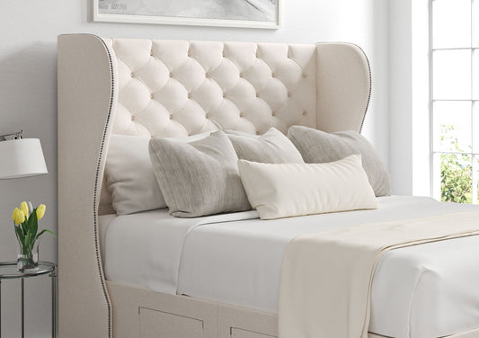 Miami Winged Upholstered Floor Standing Headboard Only - Headboard - Time4Sleep