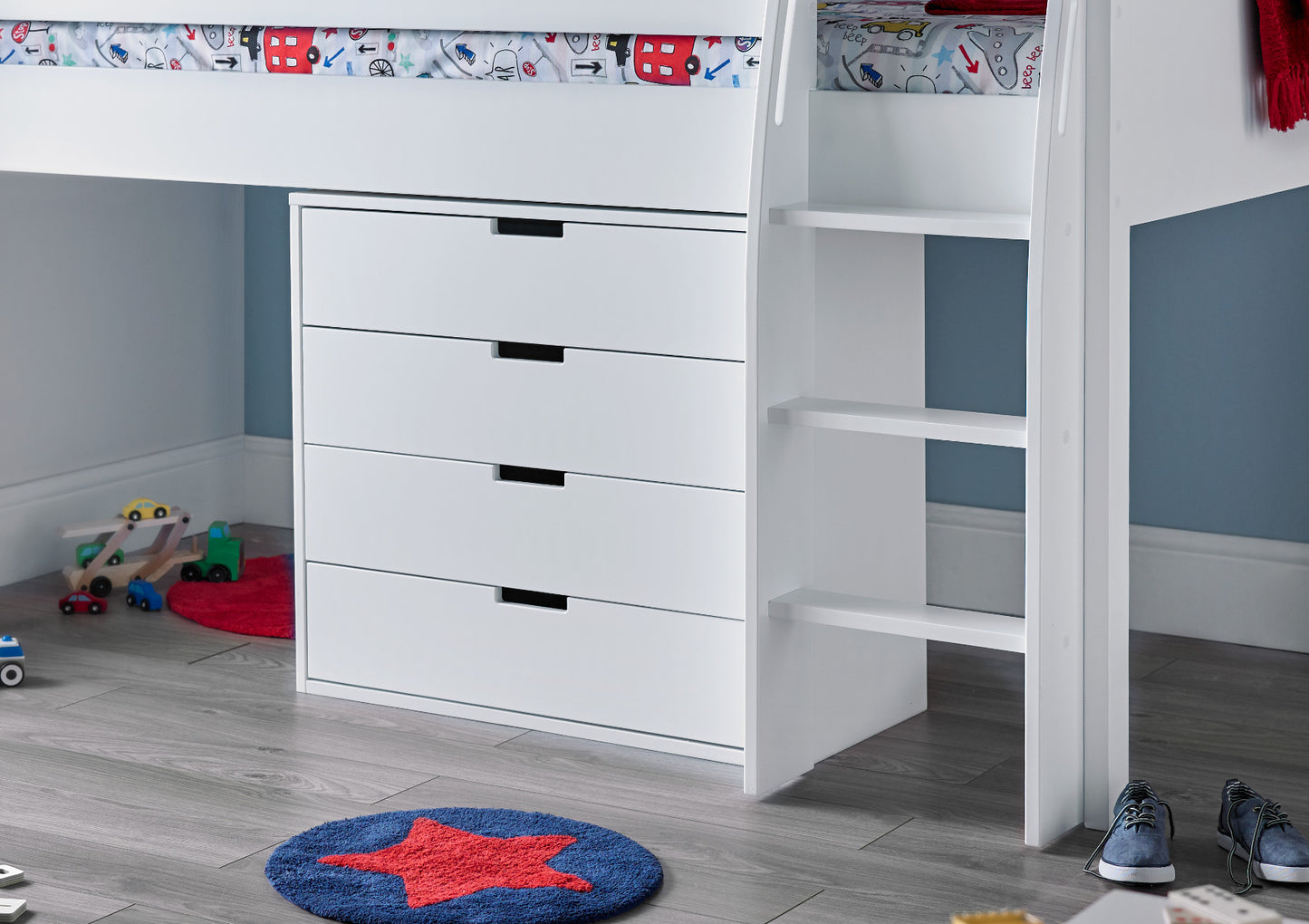 Montana Mid Sleeper With 4 Drawer Chest Bed time4sleepadmin