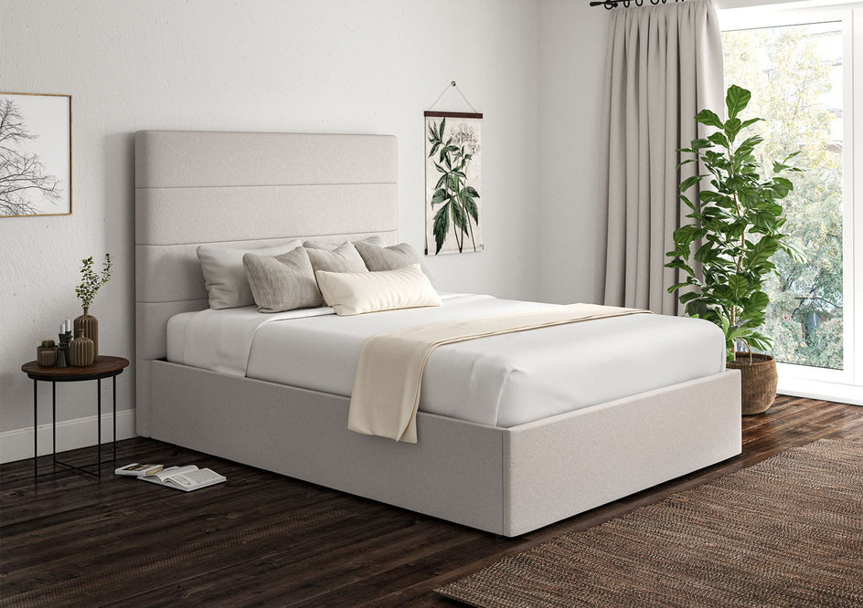 View Milano Upholstered Ottoman Bed Frame Only Compact Double Arran Natural Time4Sleep information