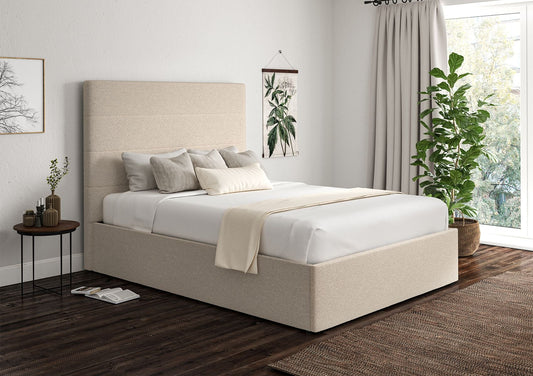 Milano Boucle Ivory Upholstered Ottoman Bed Frame Only - Bed - Time4Sleep