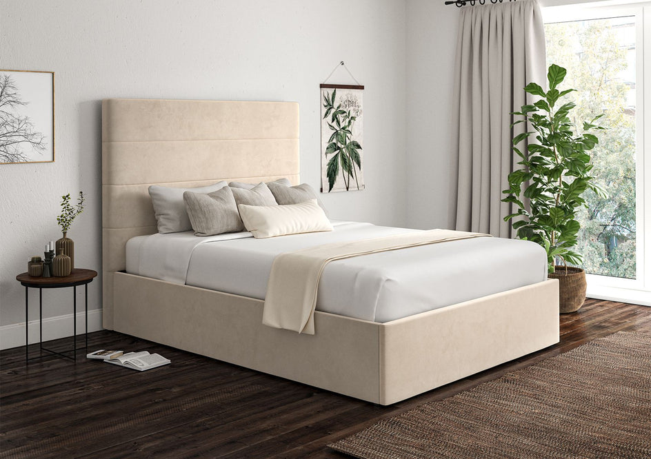 View Milano Upholstered Ottoman Bed Frame Only Super King Hugo Ivory Time4Sleep information