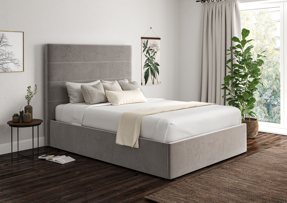 View Milano Upholstered Ottoman Bed Frame Only King Hugo Platinum Time4Sleep information