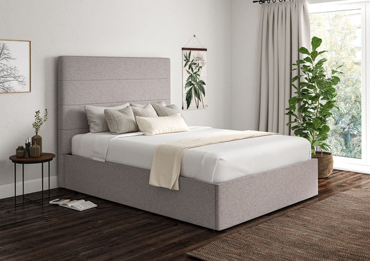 Milano Trebla Chalk Upholstered Ottoman Bed Frame Only Bed Time4Sleep Double