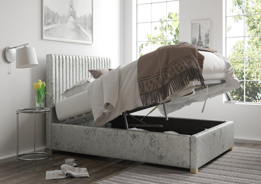 Levisham Ottoman Silver Mirazzi Velvet Bed Frame Only Bed time4sleepadmin