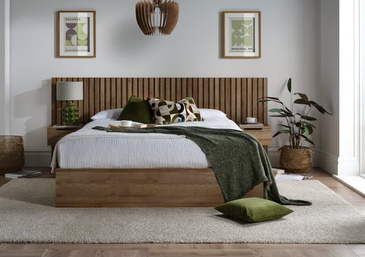 Molle Rivera Oak Finish Hotel Ottoman Bed Frame Bed Ritz Panel Double