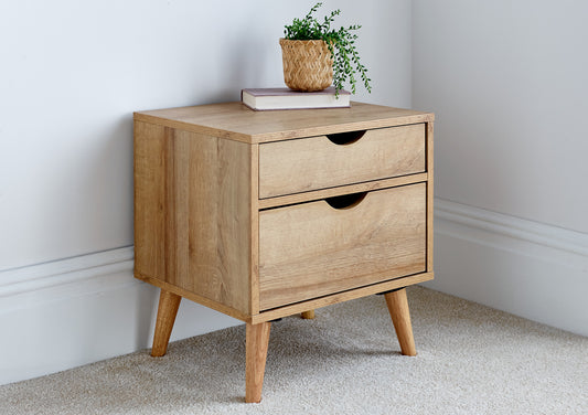 PLATFORM Pair Molle 2 Drawer Oak Finish Bedside Only Furniture time4sleepadmin
