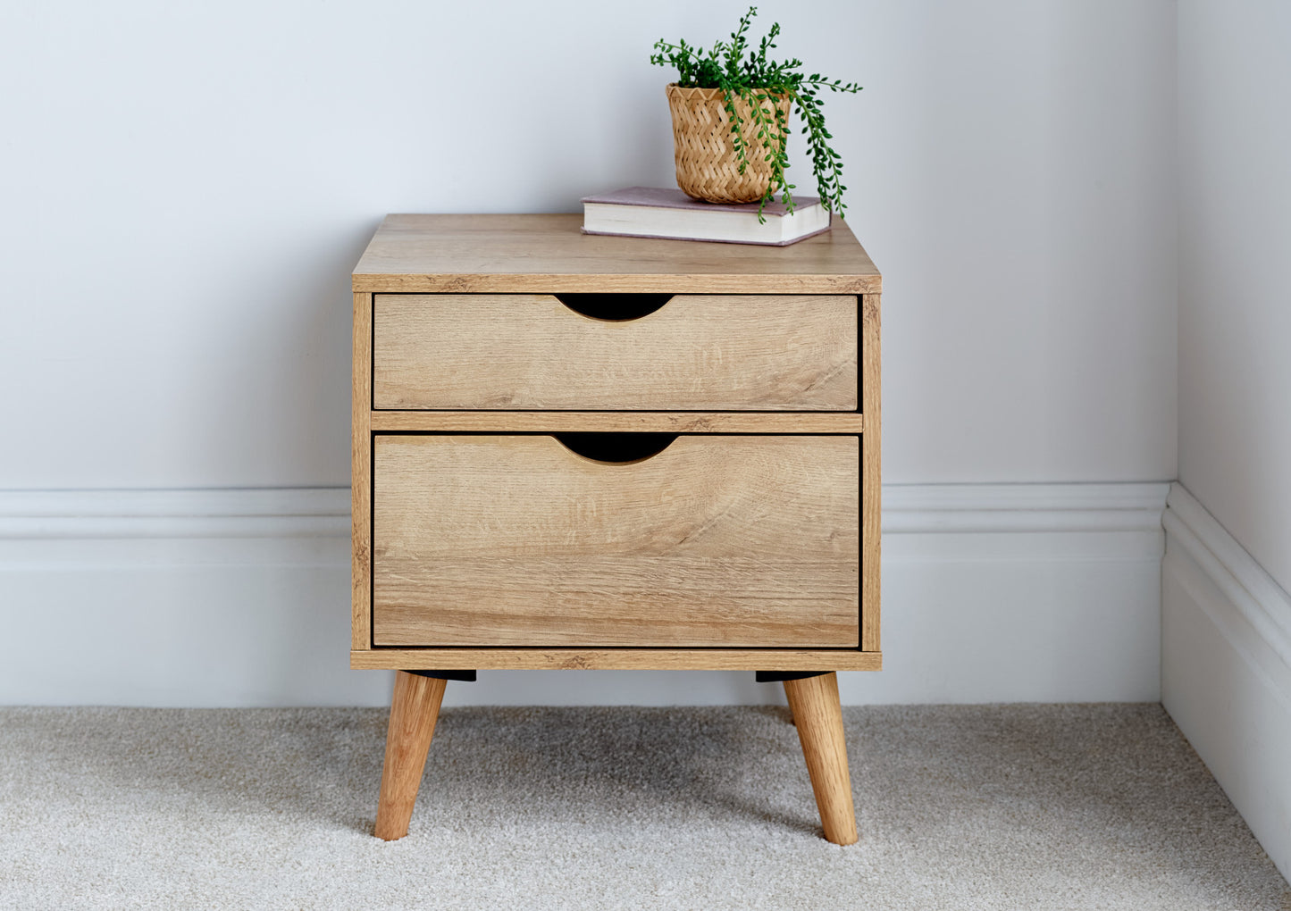 Molle 2 Drawer Oak Finish Bedside Only Furniture time4sleepadmin