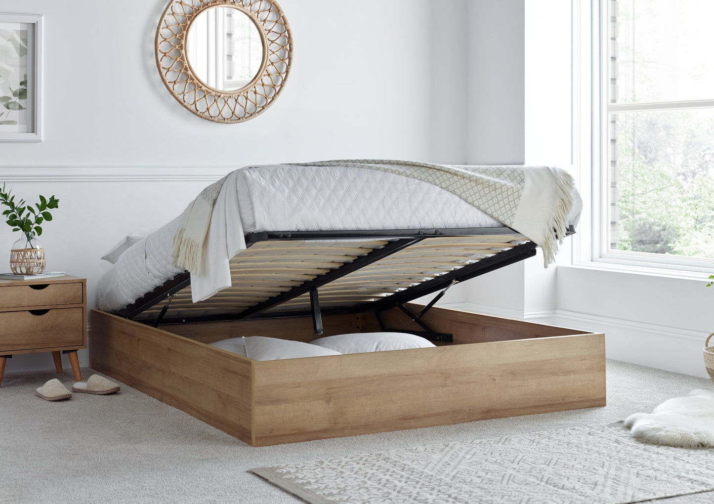 Molle Wooden Ottoman Storage Bed Frame and Classic Deluxe Mattress - Bed - Time4Sleep