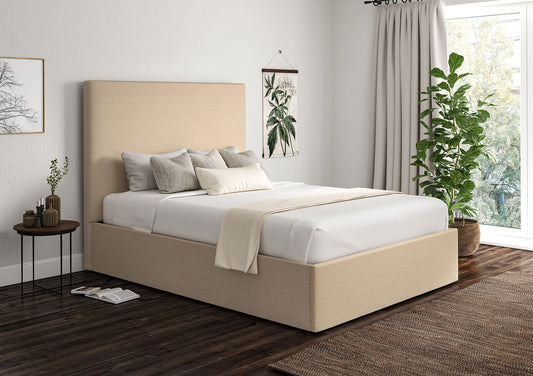 Napoli Linea Linen Upholstered Ottoman Bed Frame Only Bed Time4Sleep Double