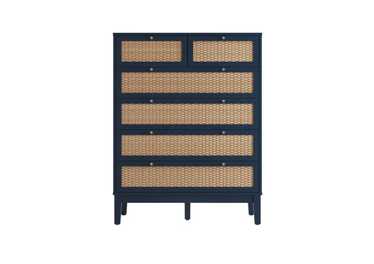 Newquay Blue Rattan 4+2 Drawer Chest Furniture LPD Furniture