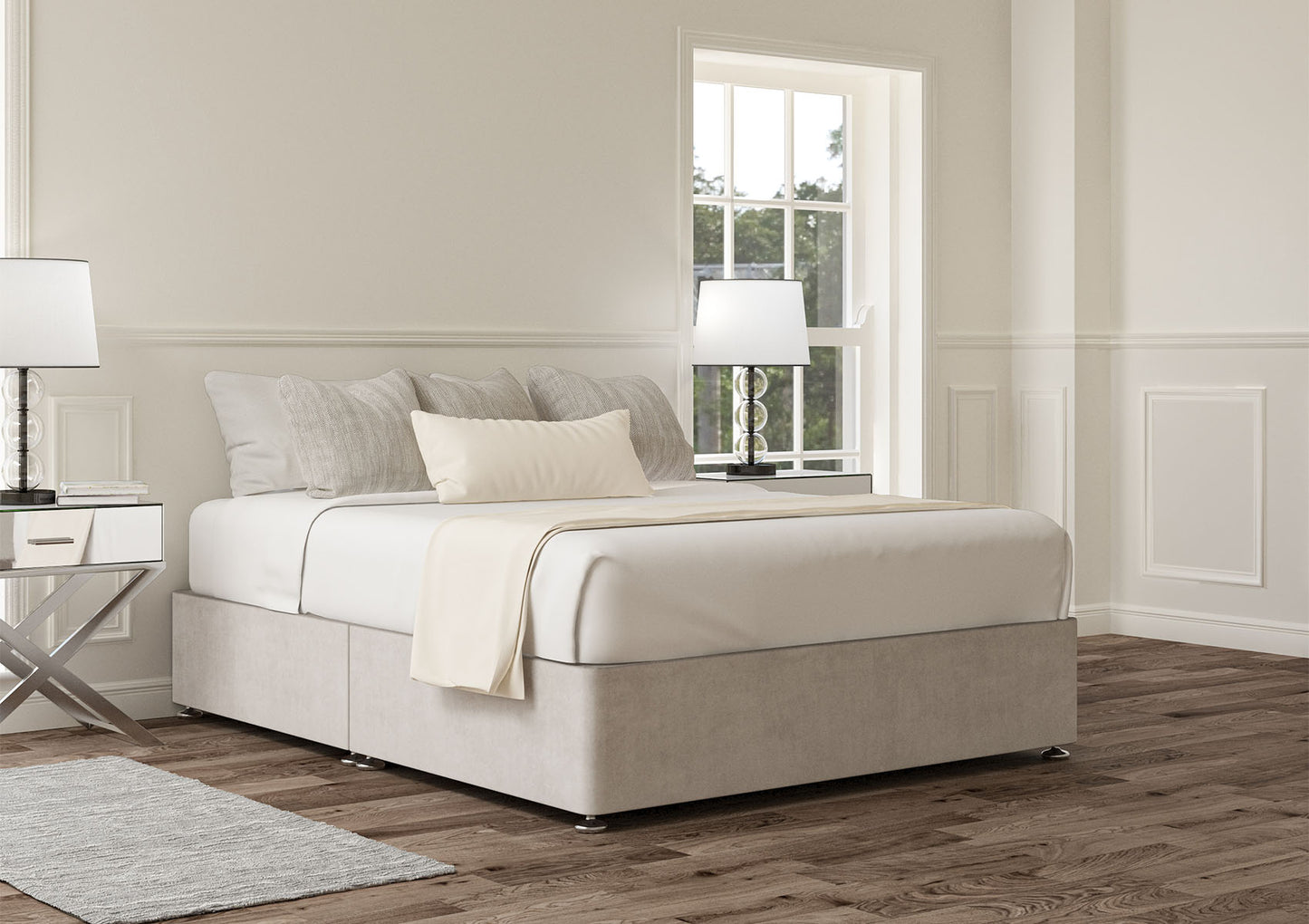 Upholstered Non Storage Base Bed time4sleepadmin Single Plush Silver