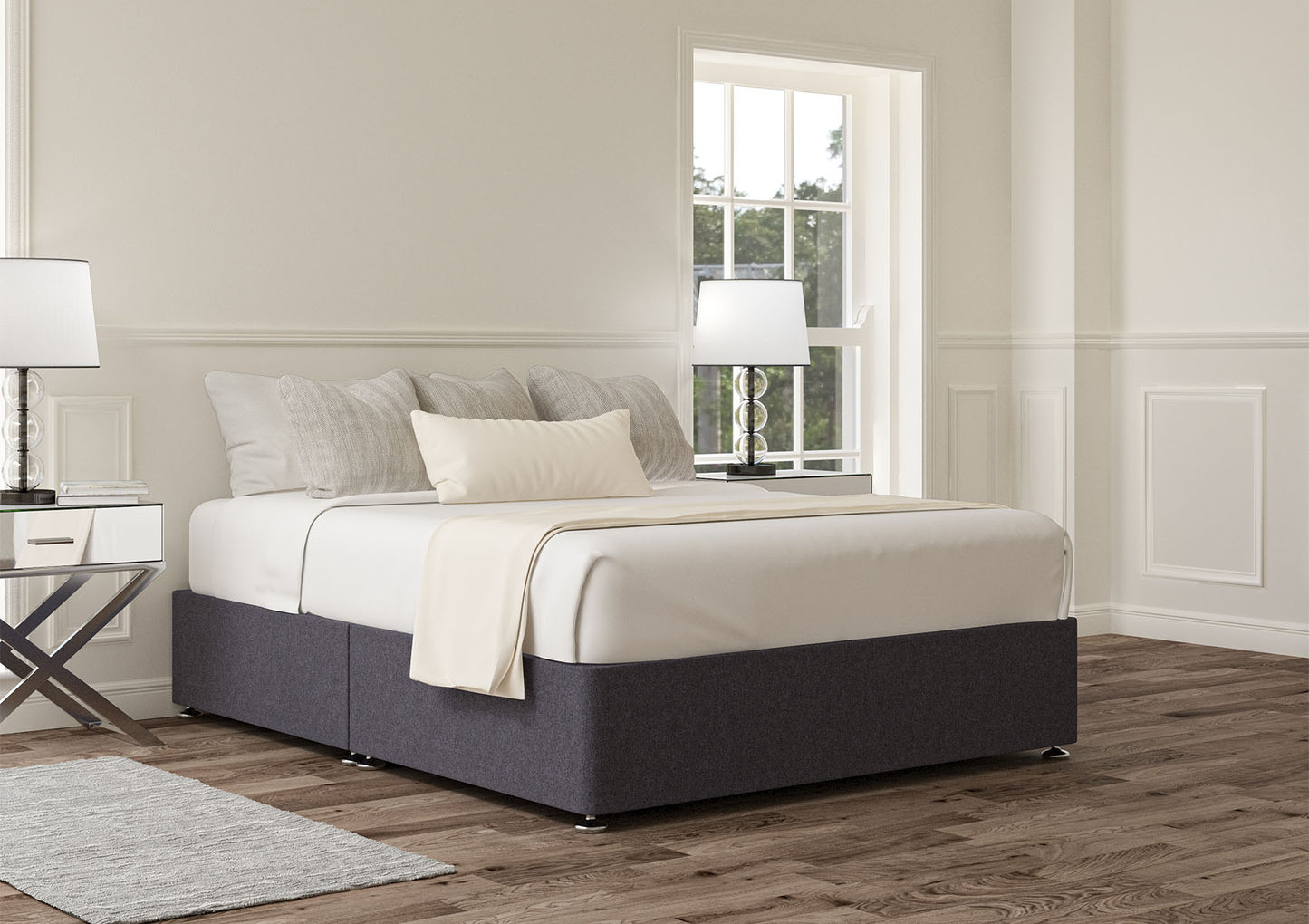 Upholstered Non Storage Base Bed time4sleepadmin Single Siera Denim