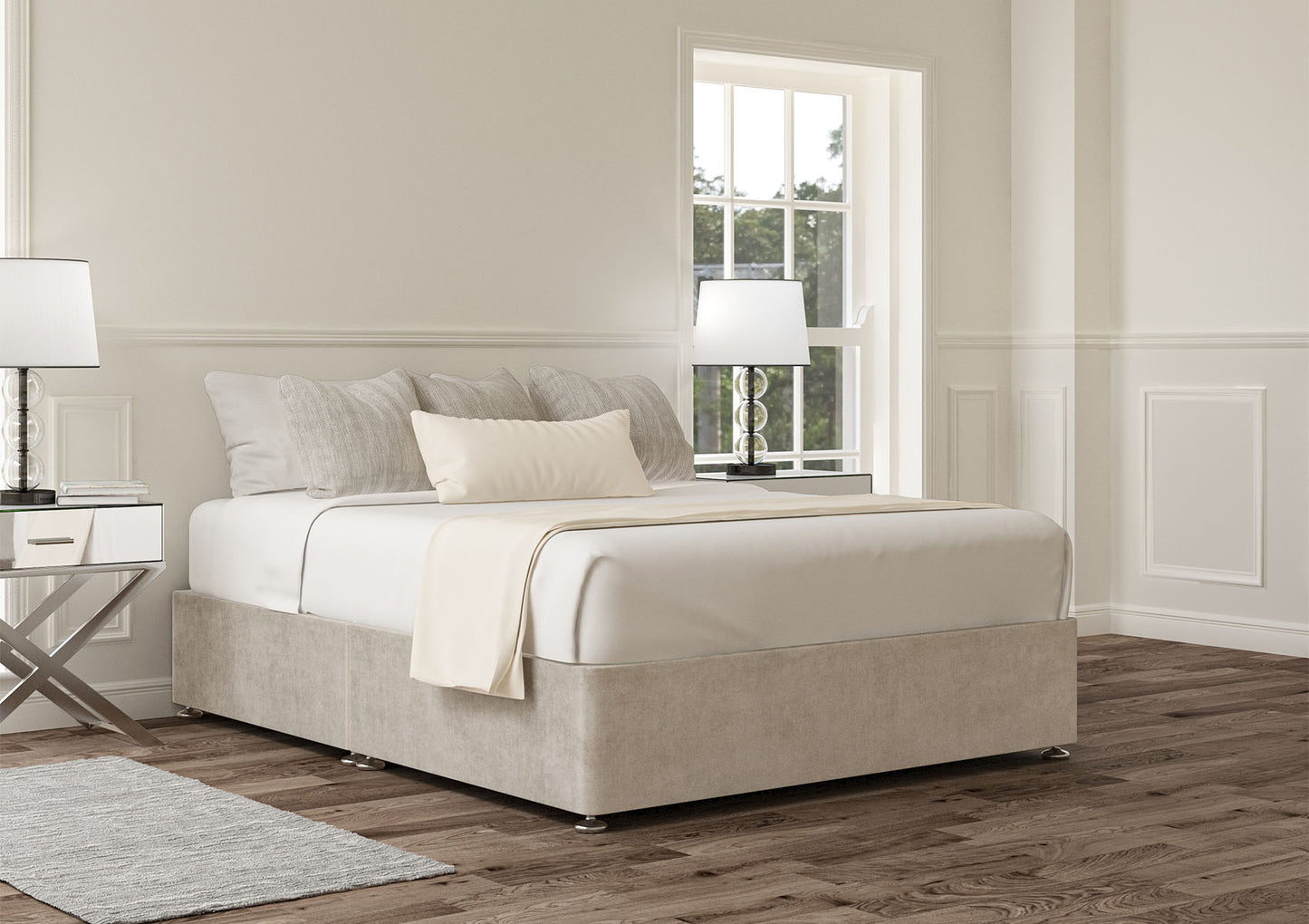 Upholstered Non Storage Base Bed time4sleepadmin Single Verona Silver