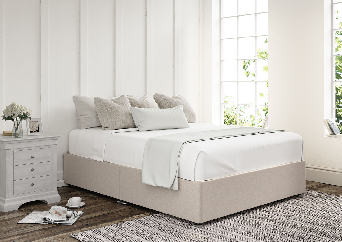 Upholstered Non Storage Base Bed time4sleepadmin Single Carina Parchment