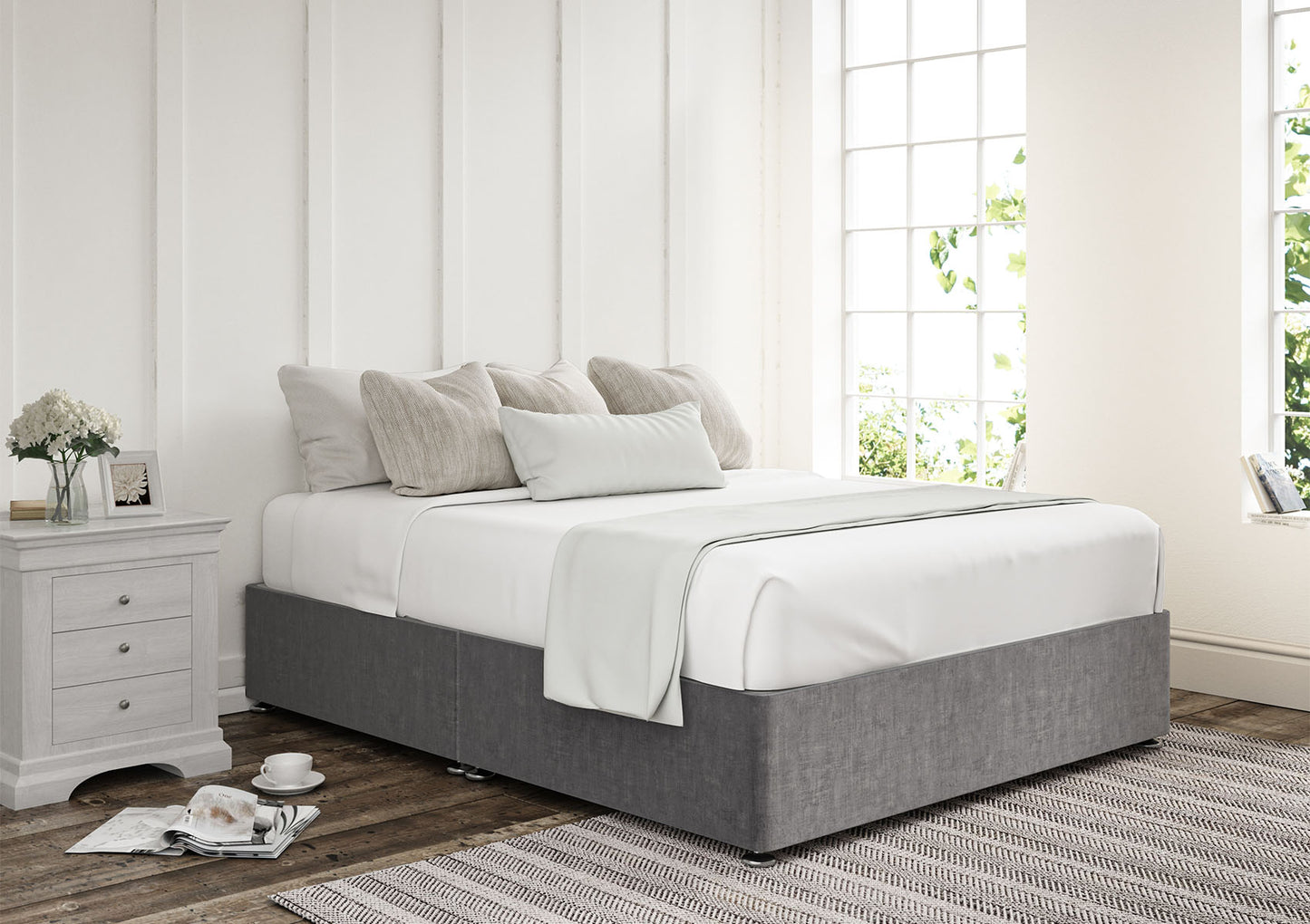 Upholstered Non Storage Base Bed time4sleepadmin Compact Double Heritage Steel