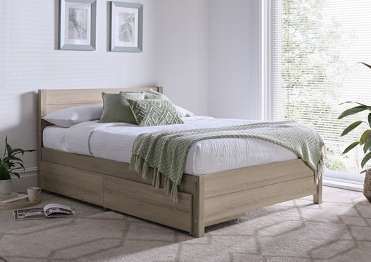 Oakdale Oak Finish Drawer Storage Bed Frame Bed Keppel