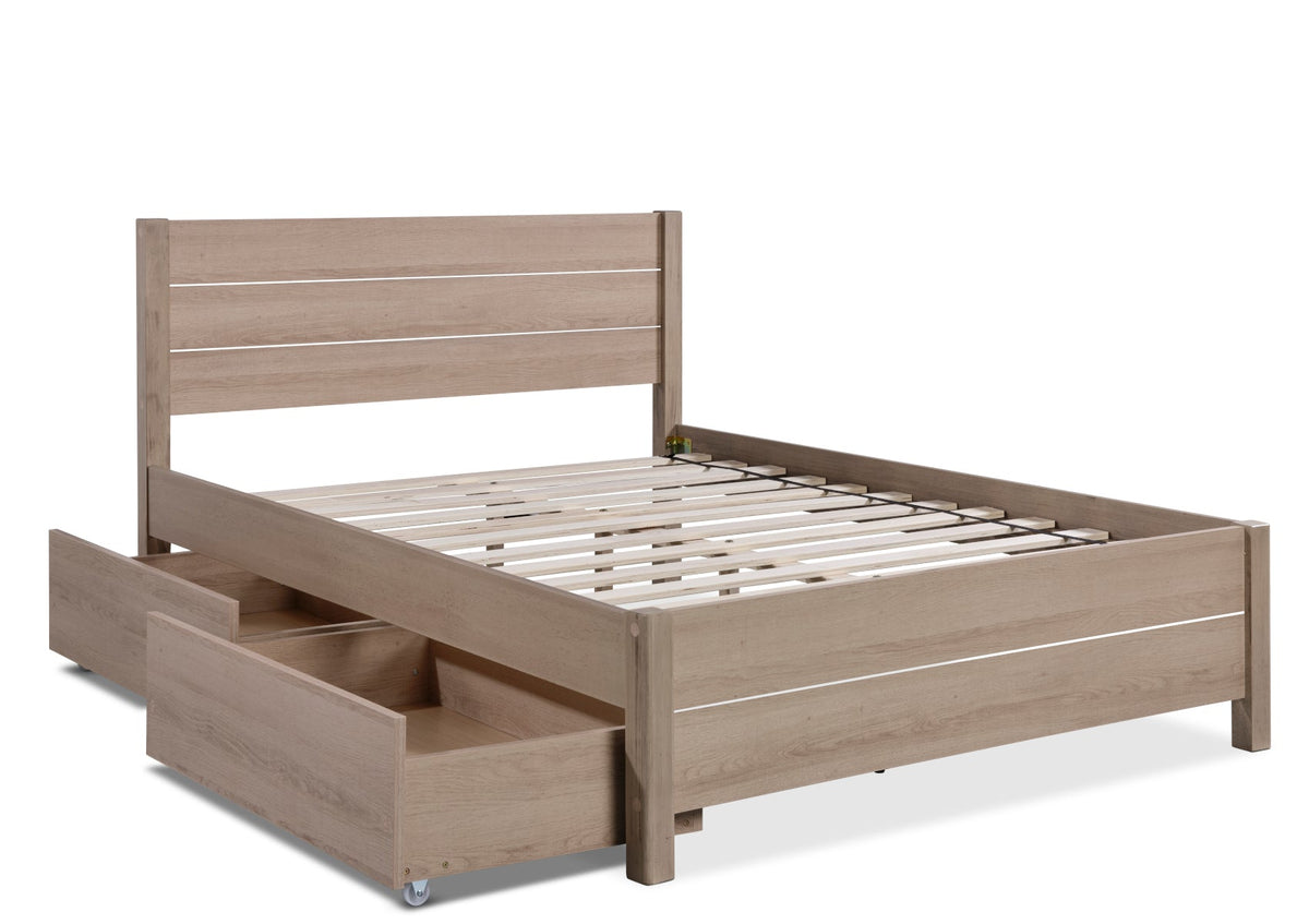 Oakdale Oak Finish Drawer Storage Bed Frame Bed Keppel