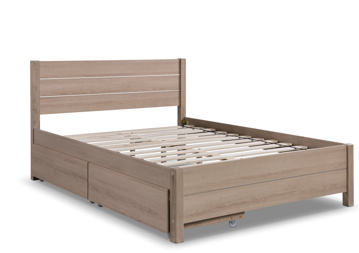 Oakdale Oak Finish Drawer Storage Bed Frame Bed Keppel