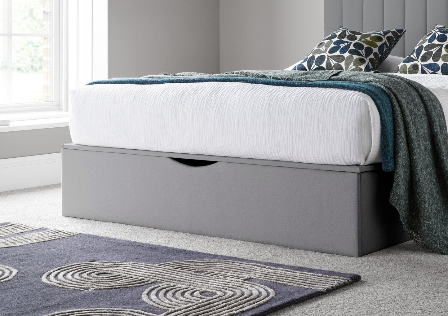 Onelife Light Grey Upholstered Ottoman Bed Frame Bed Time4Sleep
