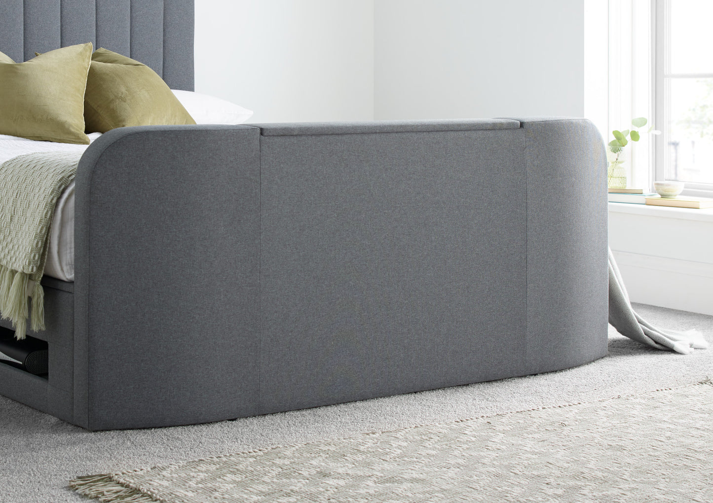 Onelife Seal Grey Upholstered TV Ottoman Bed Frame Bed time4sleepadmin