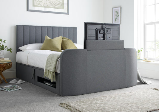 Onelife Seal Grey Upholstered TV Ottoman Bed Frame Bed time4sleepadmin