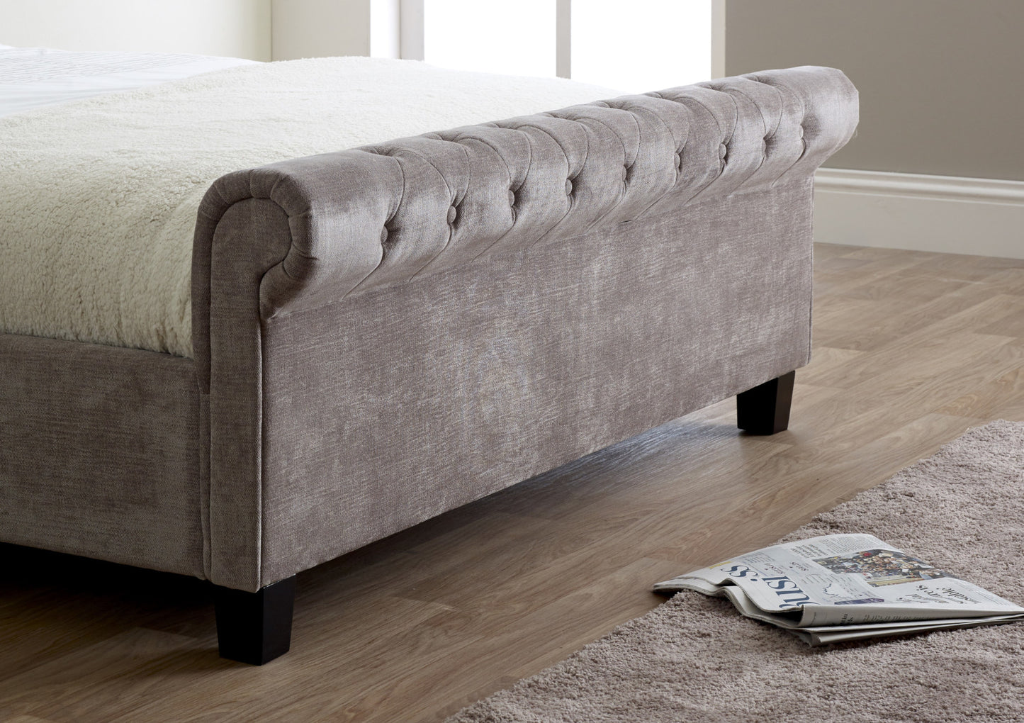 Francesca Upholstered Sleigh Bed - Mink Bed time4sleepadmin King