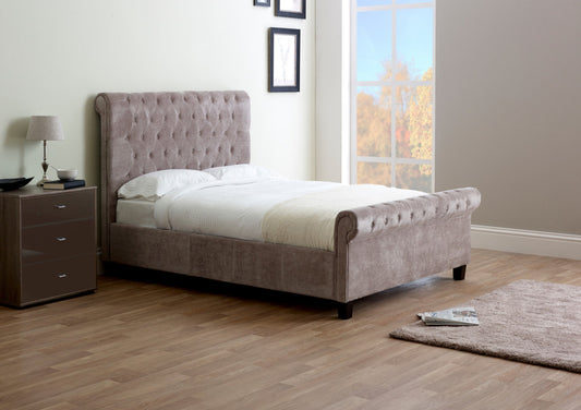 Francesca Upholstered Sleigh Bed - Mink Bed time4sleepadmin