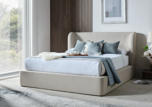 Orsella Natural Upholstered Ottoman Bed Frame Bed Importas Double