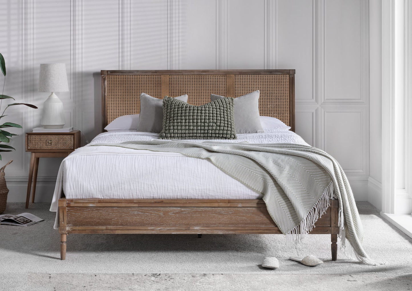 Palais Oak Rattan Bed Frame Bed Importas