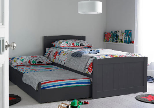 Portland Anthracite Grey Wooden Bed Frame With Liv & Lou Guest Underbed - Bed - Time4Sleep