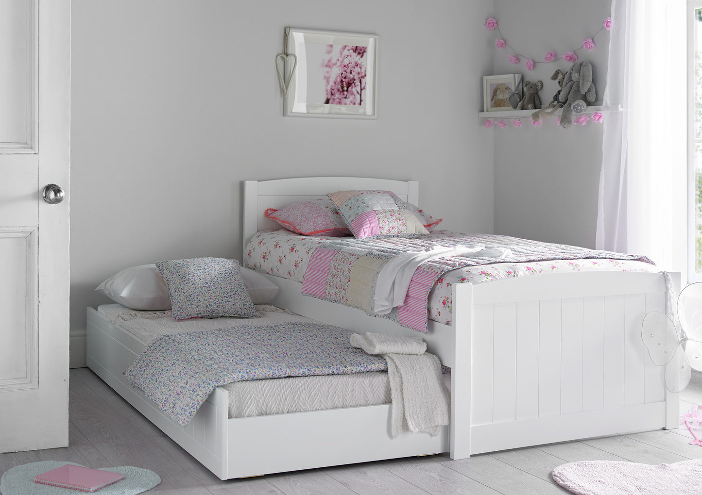 Portland White Bed Frame With Liv & Lou Guest Underbed Bed time4sleepadmin