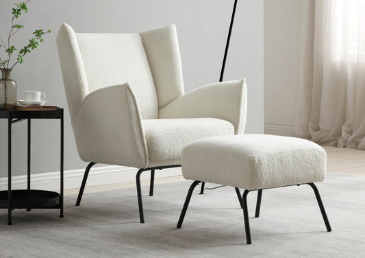 Porto Natural Cream Chair & Footstool Furniture Kyoto