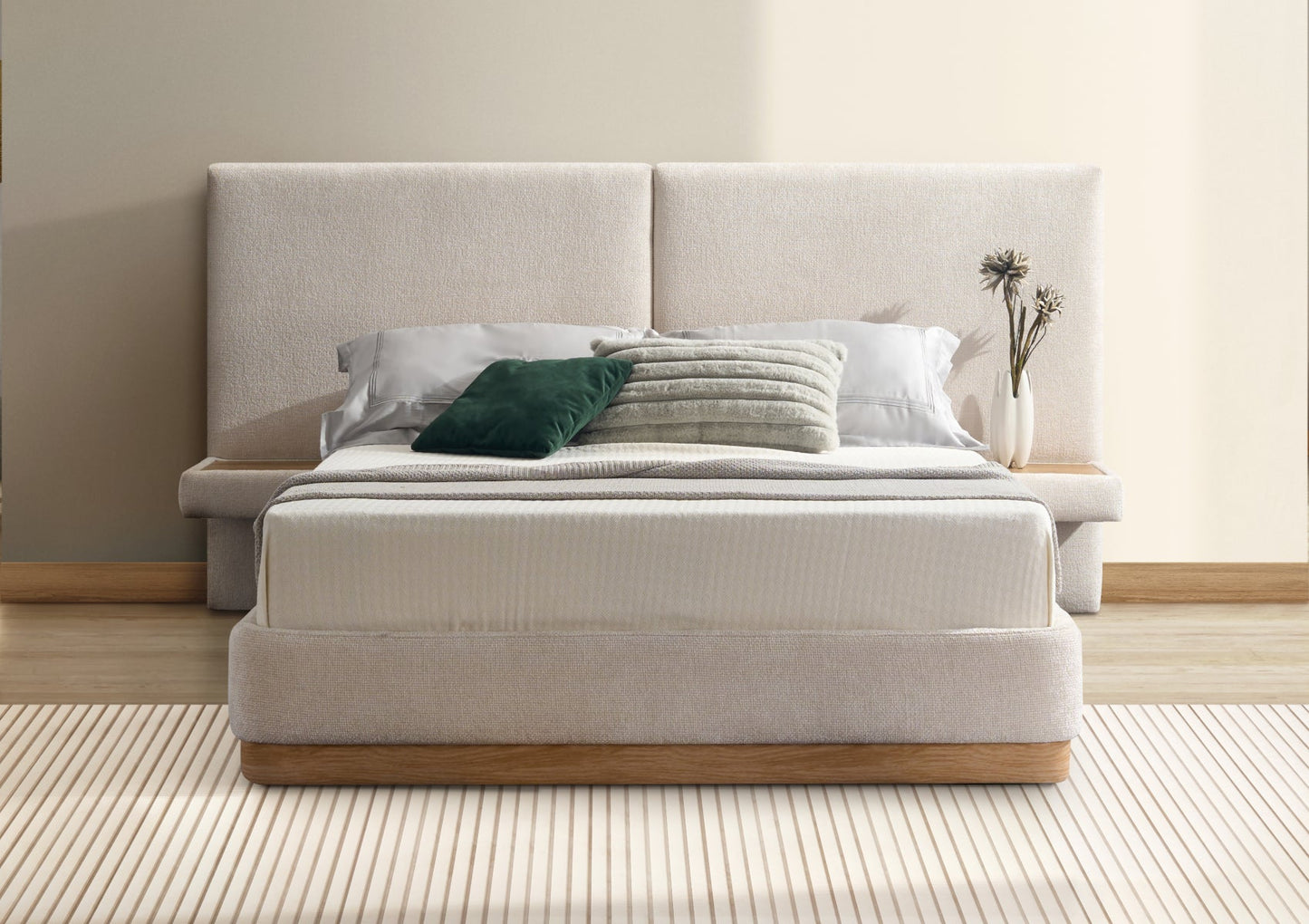 Portofino Natural Upholstered Hotel Bed Frame - Bed - Time4Sleep