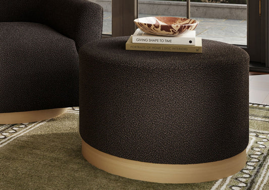 Portrush Black Boucle Upholstered Pouffe Large Stool Furniture LPD Furniture