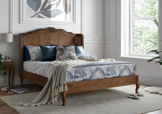 Montpellier Winged Rattan Oak Bed Frame Bed time4sleepadmin