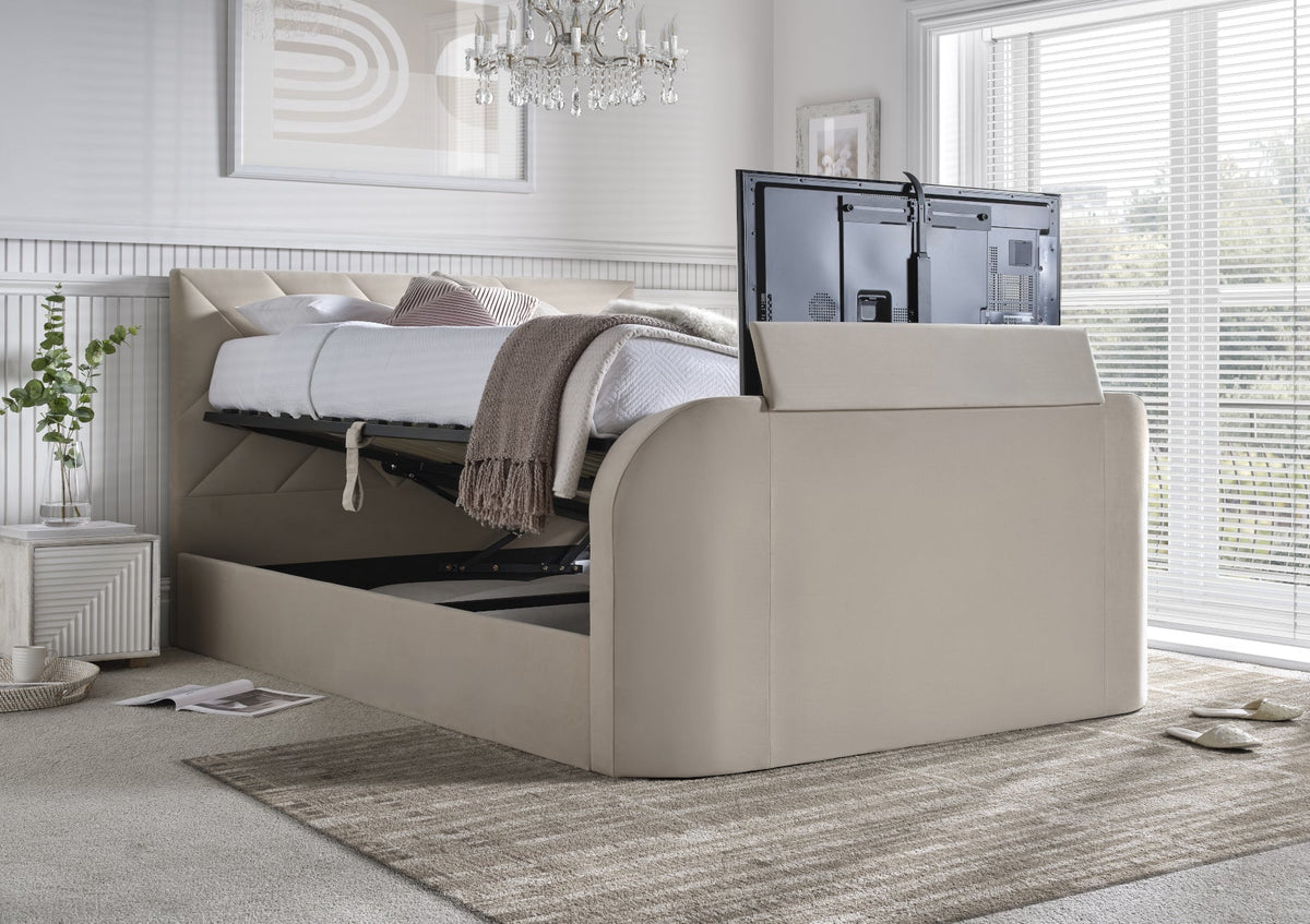 Ravello Stone Upholstered Ottoman TV Bed Frame Bed Importas