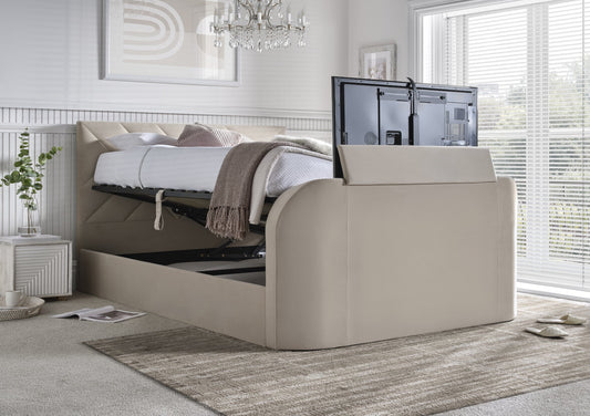 Ravello Stone Upholstered Ottoman TV Bed Frame Bed Importas