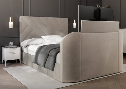 Ravello Stone Upholstered Ottoman TV Bed Frame - Bed - Time4Sleep