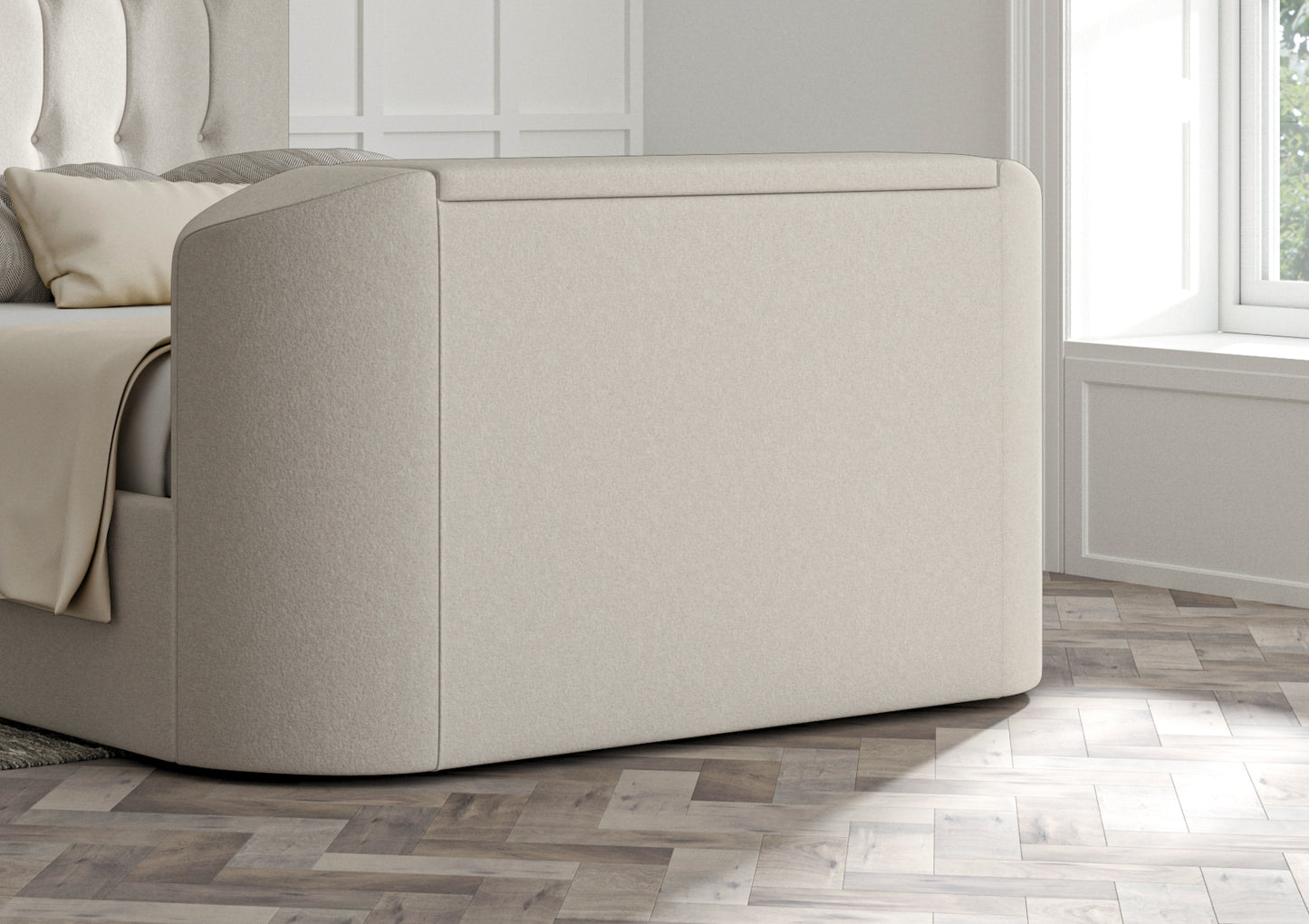 Dorchester Upholstered Arran Natural Ottoman TV Bed - Bed Frame Only Bed time4sleepadmin