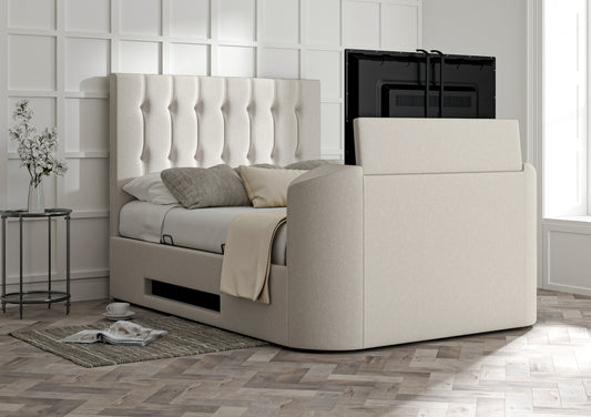 Dorchester Upholstered Arran Natural Ottoman TV Bed - Bed Frame Only Bed time4sleepadmin
