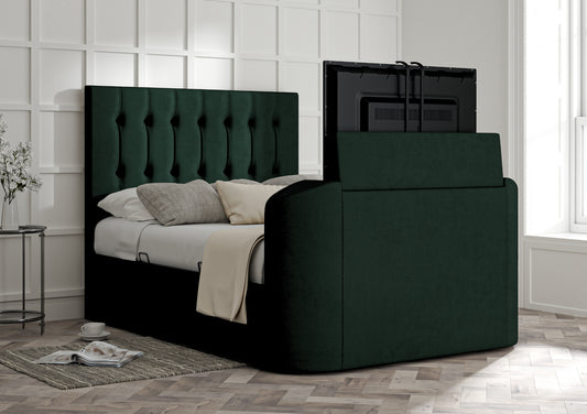 Dorchester Upholstered Hugo Bottle Green Ottoman TV Bed - Bed Frame Only Bed time4sleepadmin