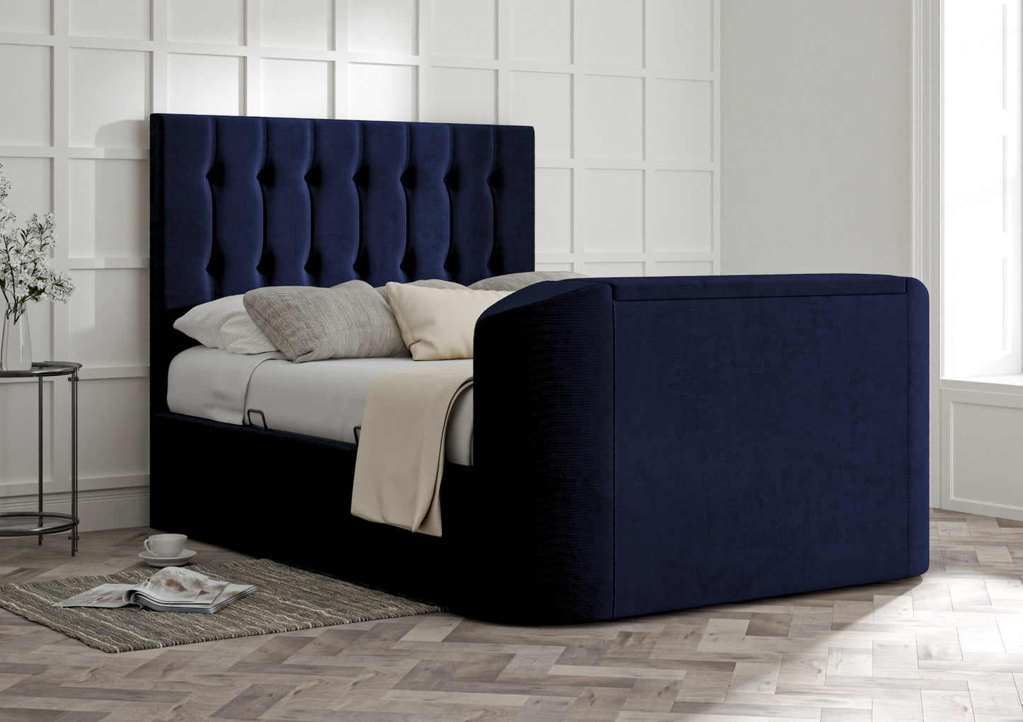 Dorchester Upholstered Hugo Royal Ottoman TV Bed - Bed Frame Only Bed time4sleepadmin
