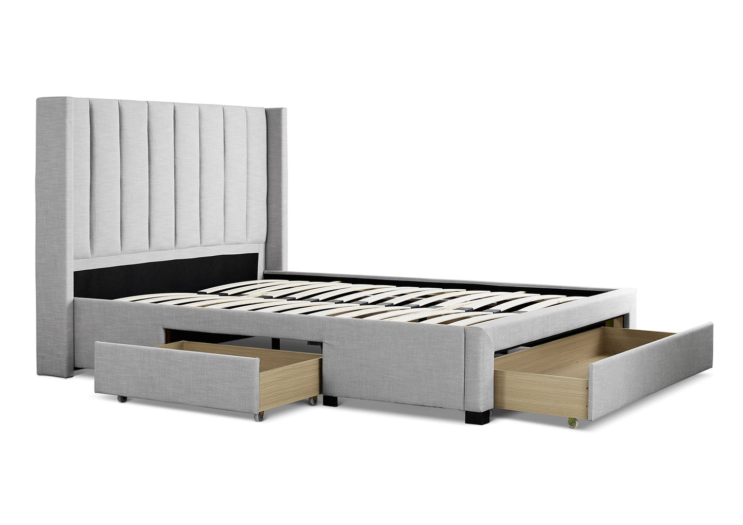 Savannah Grey Mist Upholstered Drawer Bed Frame Only Bed time4sleepadmin