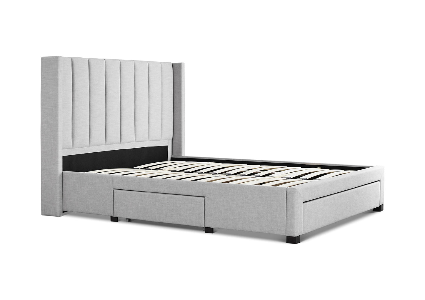 Savannah Grey Mist Upholstered Drawer Bed Frame Only Bed time4sleepadmin
