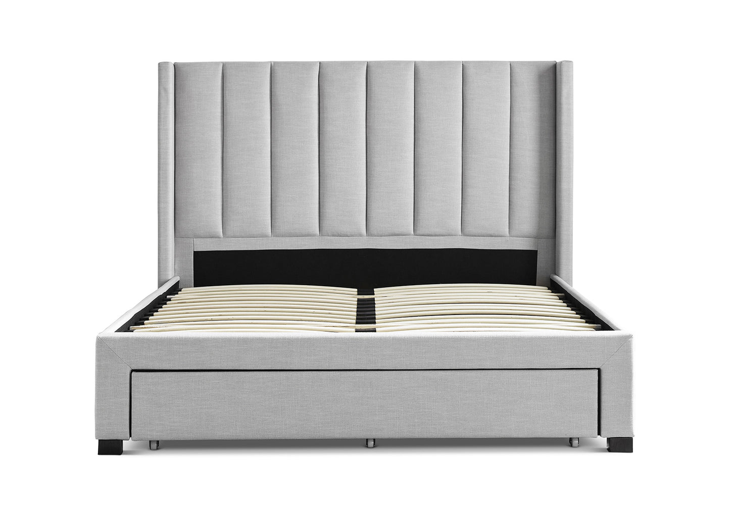 Savannah Grey Mist Upholstered Drawer Bed Frame Only Bed time4sleepadmin
