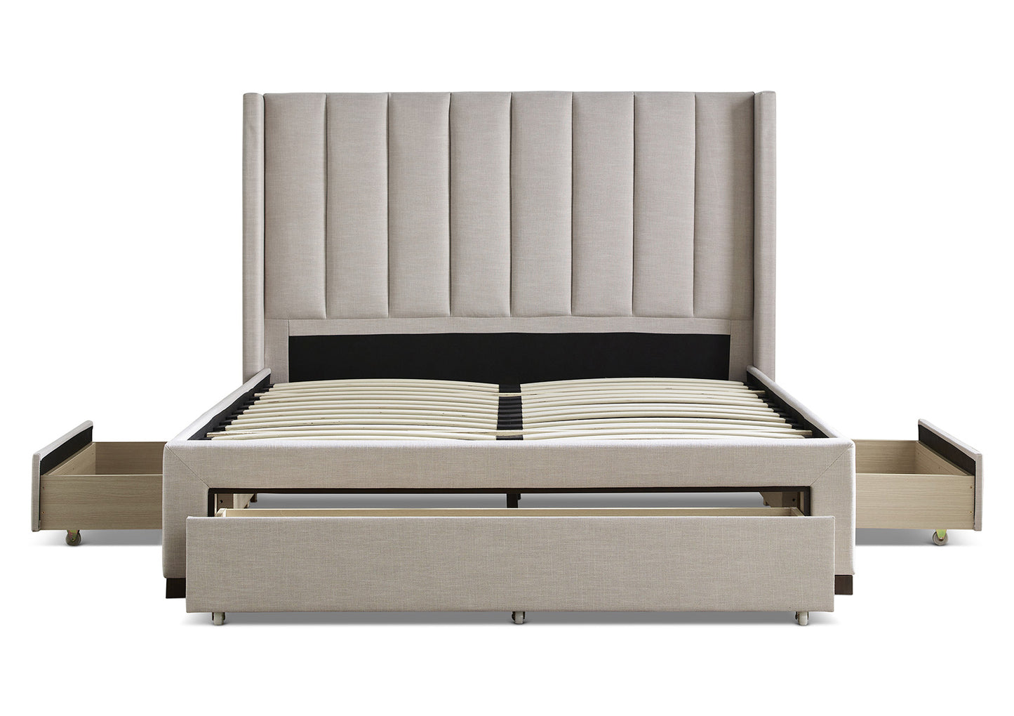 Savannah Natural Oat Upholstered Drawer Bed Frame Only Bed time4sleepadmin