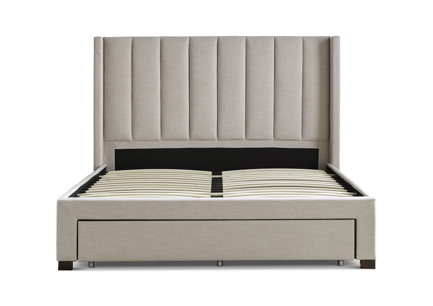 Savannah Natural Oat Upholstered Drawer Bed Frame Only Bed time4sleepadmin
