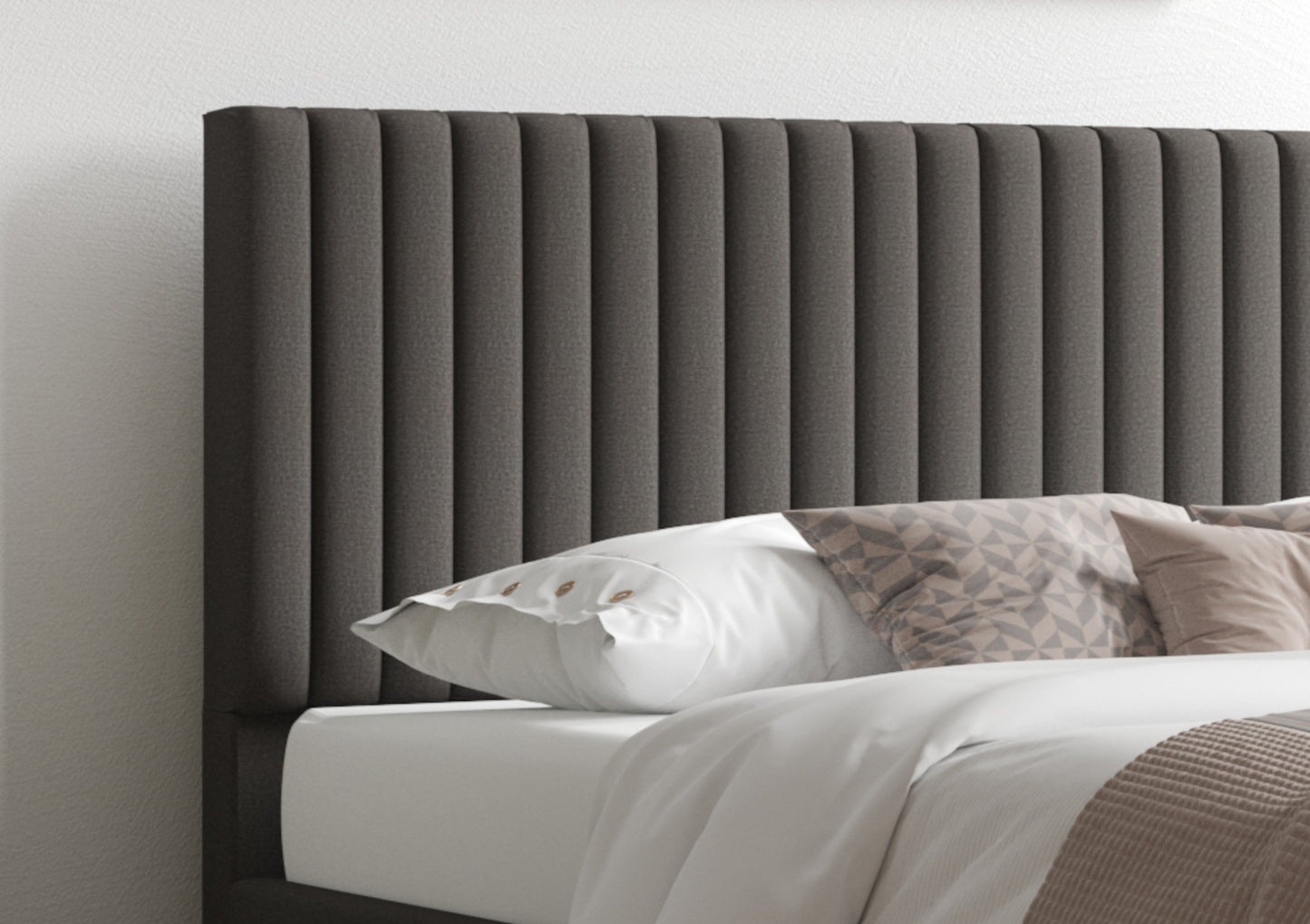 Levisham Ottoman Charcoal Saxon Twill Bed Frame Only Bed time4sleepadmin