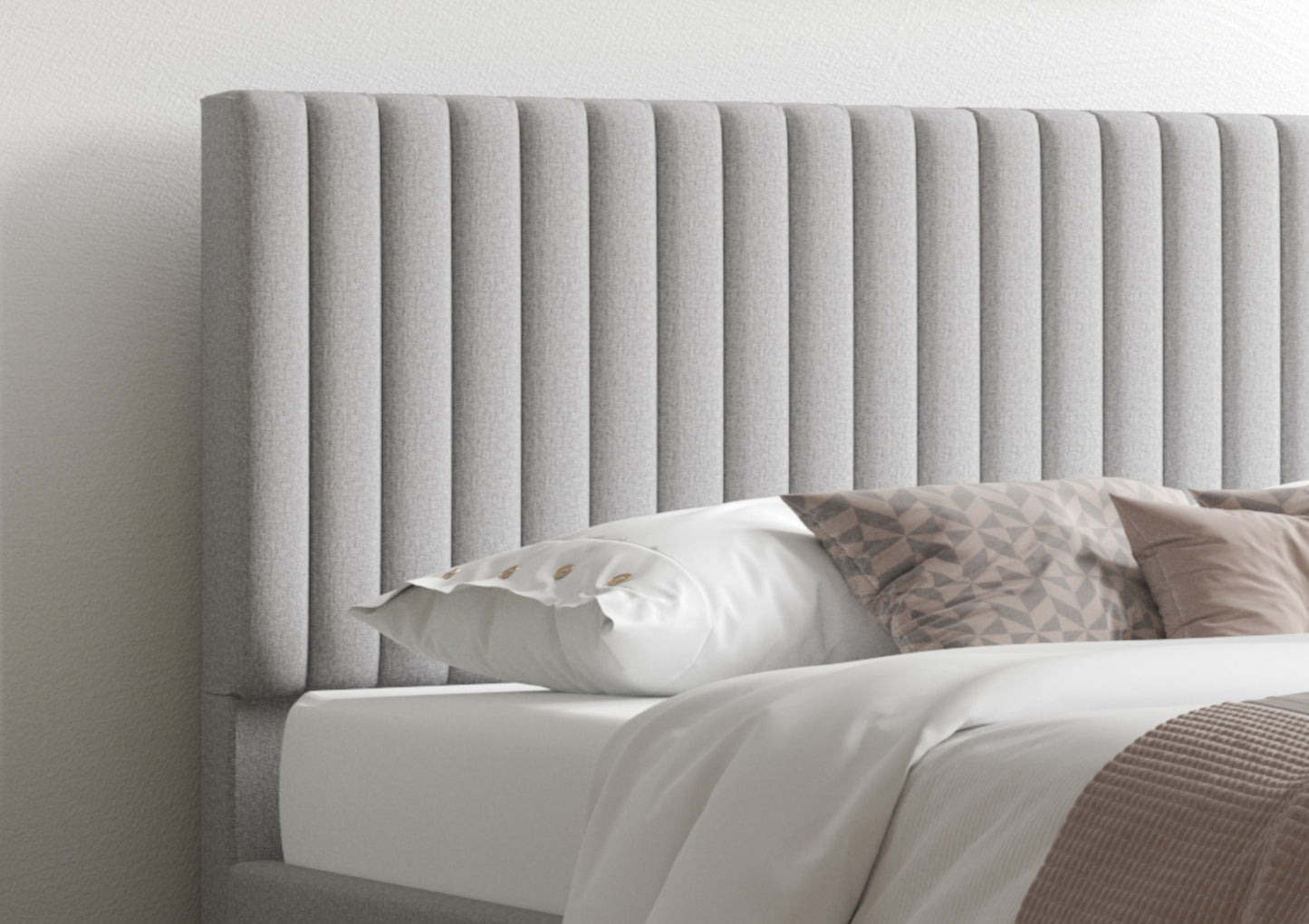 Levisham Ottoman Grey Saxon Twill Bed Frame Only Bed time4sleepadmin